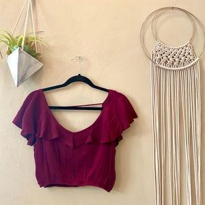 Burgundy crop top from pacsun L.Ahearts